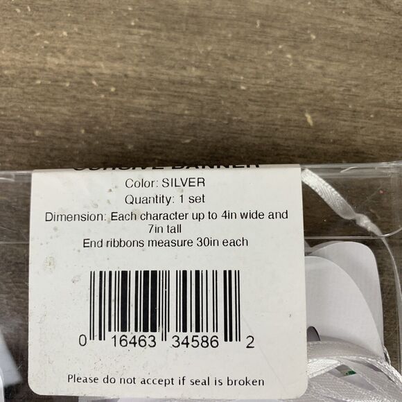 Happy Birthday Cursive Banner Silver Handcrafted Wall Party Decor Free Shipping - Picture 5 of 8